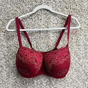 Cacique Bra Women’s 34F Red Lace Boost Balconette